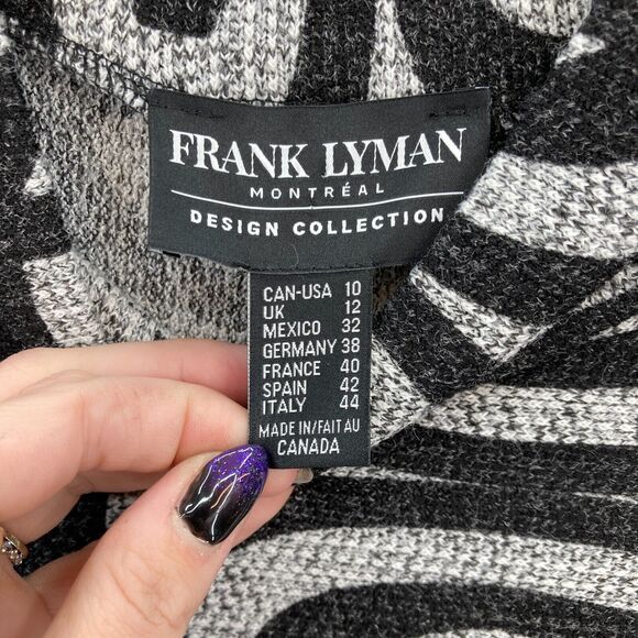Frank Lyman Turtle‎ Neck Batwing Sleeve Top Women's 10 Black Gray Abstract Artsy - Picture 4 of 10